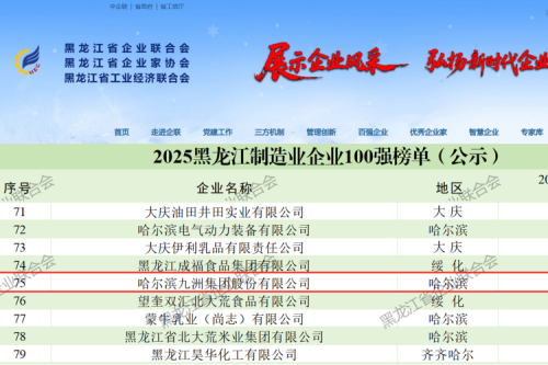 喜報！九洲集團連續(xù)七年躋身龍江雙百強 以穩(wěn)健發(fā)展續(xù)寫榮譽篇章